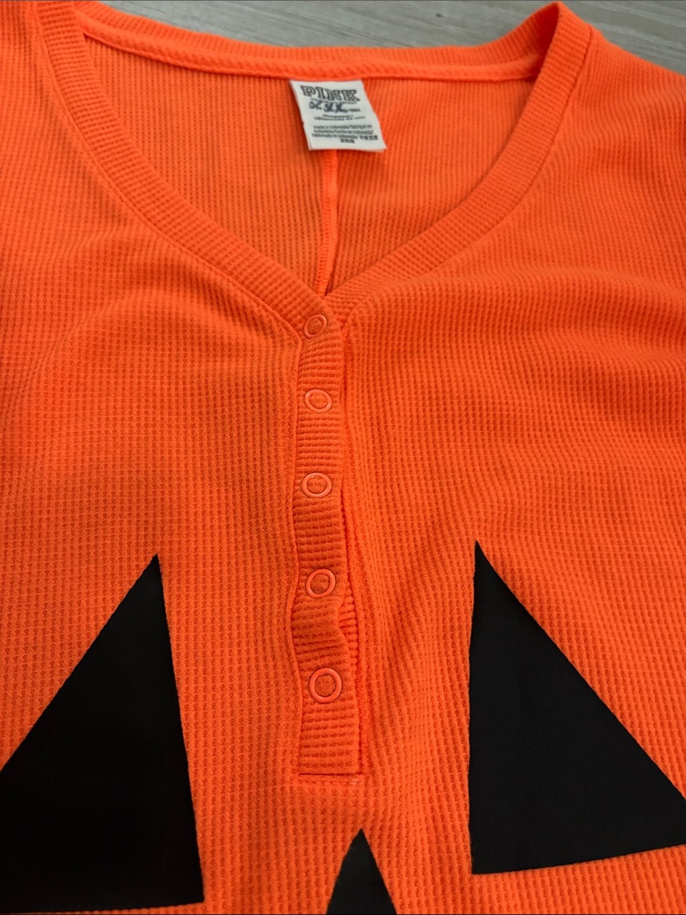 Victoria's Secret PINK Halloween Orange Pumpkin Thermal One-Piece Footie size S - Picture 5 of 10